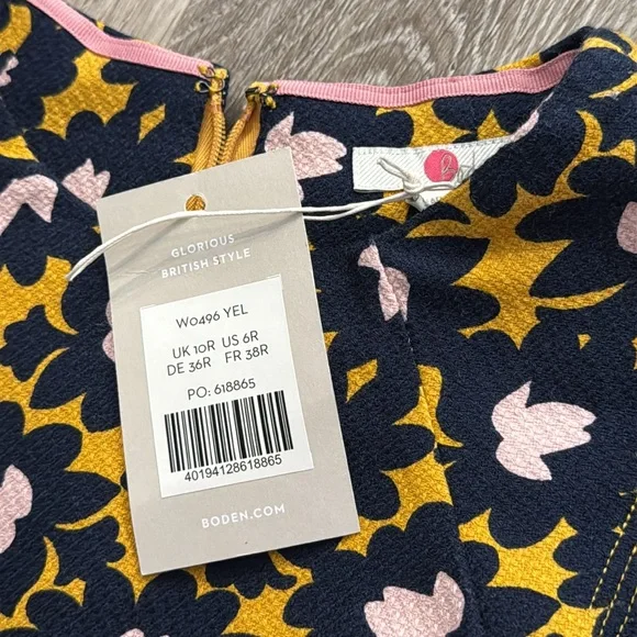 BODEN Louise Textured Midi Dress Tuscan Sun Bloom Stamp Print Size 4R - Picture 3 of 5